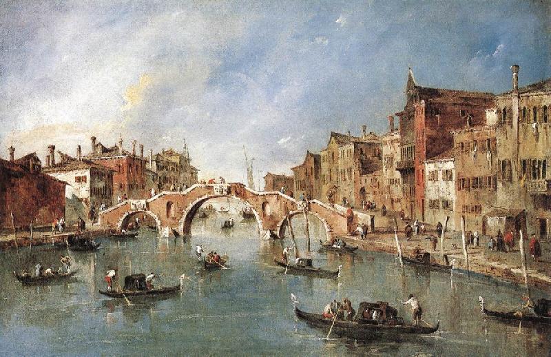 GUARDI, Francesco The Three-Arched Bridge at Cannaregio sdg oil painting image
